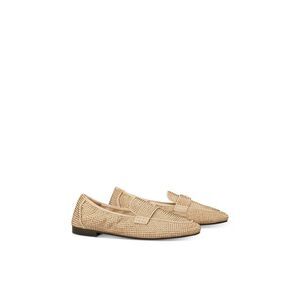 NWT TORY BURCH Womens Beige Loafer Round Toe Slip On Leather Ballet Flats 6 M